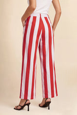 Womens Red Striped Wide Leg Jeans | CicyBell