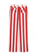 Womens Red Striped Wide Leg Jeans | CicyBell