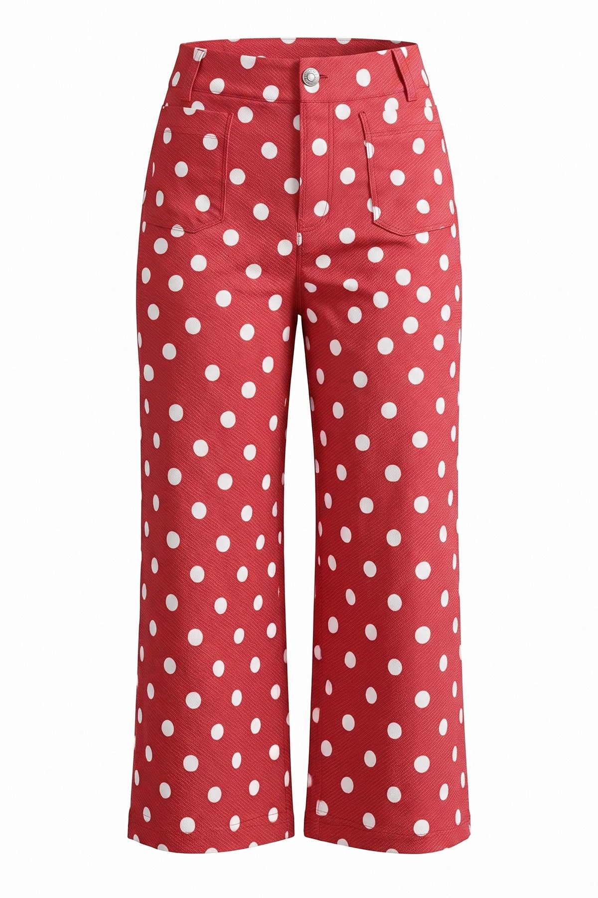 Womens Red Polka Dot Straight Leg Jeans| CicyBell