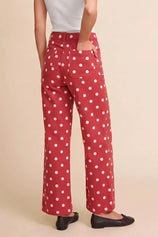 Womens Red Polka Dot Straight Leg Jeans| CicyBell