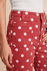 Womens Red Polka Dot Straight Leg Jeans| CicyBell