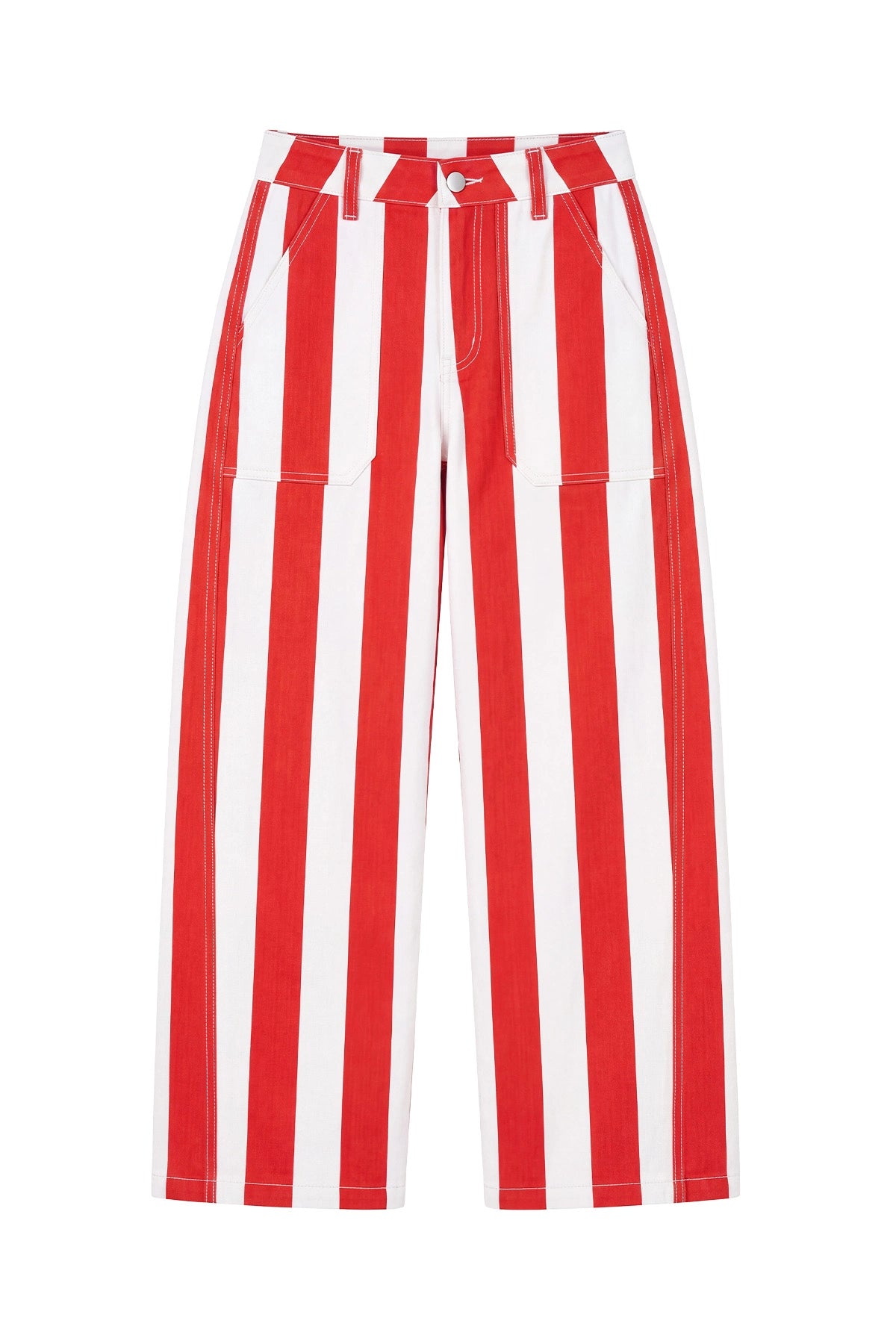 Womens Red Striped Barrel Jeans | CicyBell