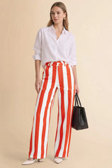 Womens Red Striped Barrel Jeans | CicyBell