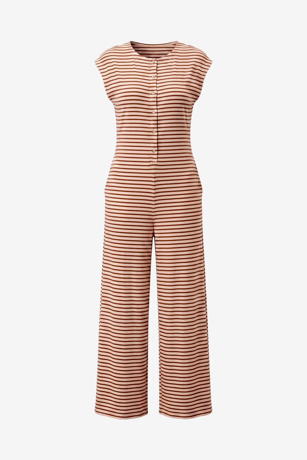 Womens Red Striped Wide Leg Jumpsuits | CicyBell