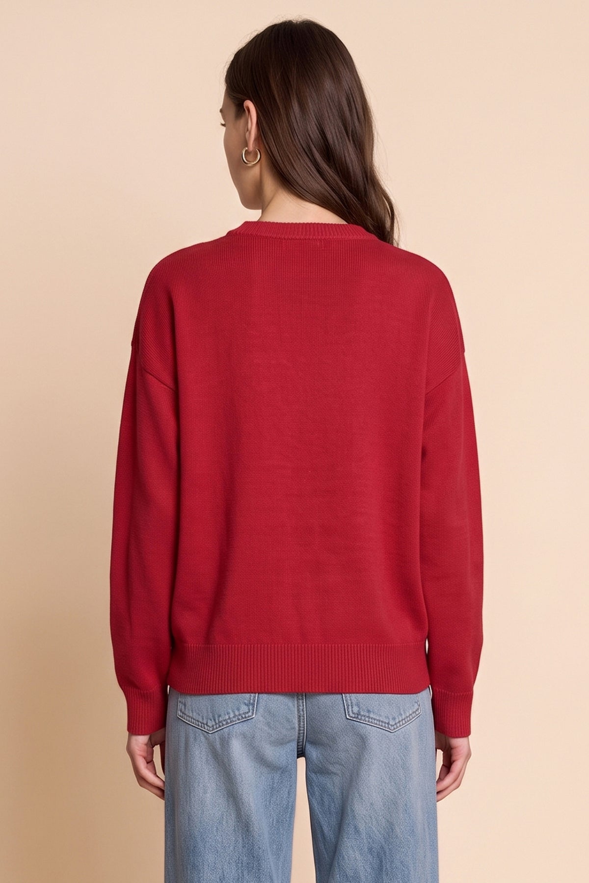 Womens Red Fish Graphic Knit Sweaters | CicyBell