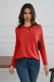 Cicy Bell Womens Red Long Sleeve Shirts