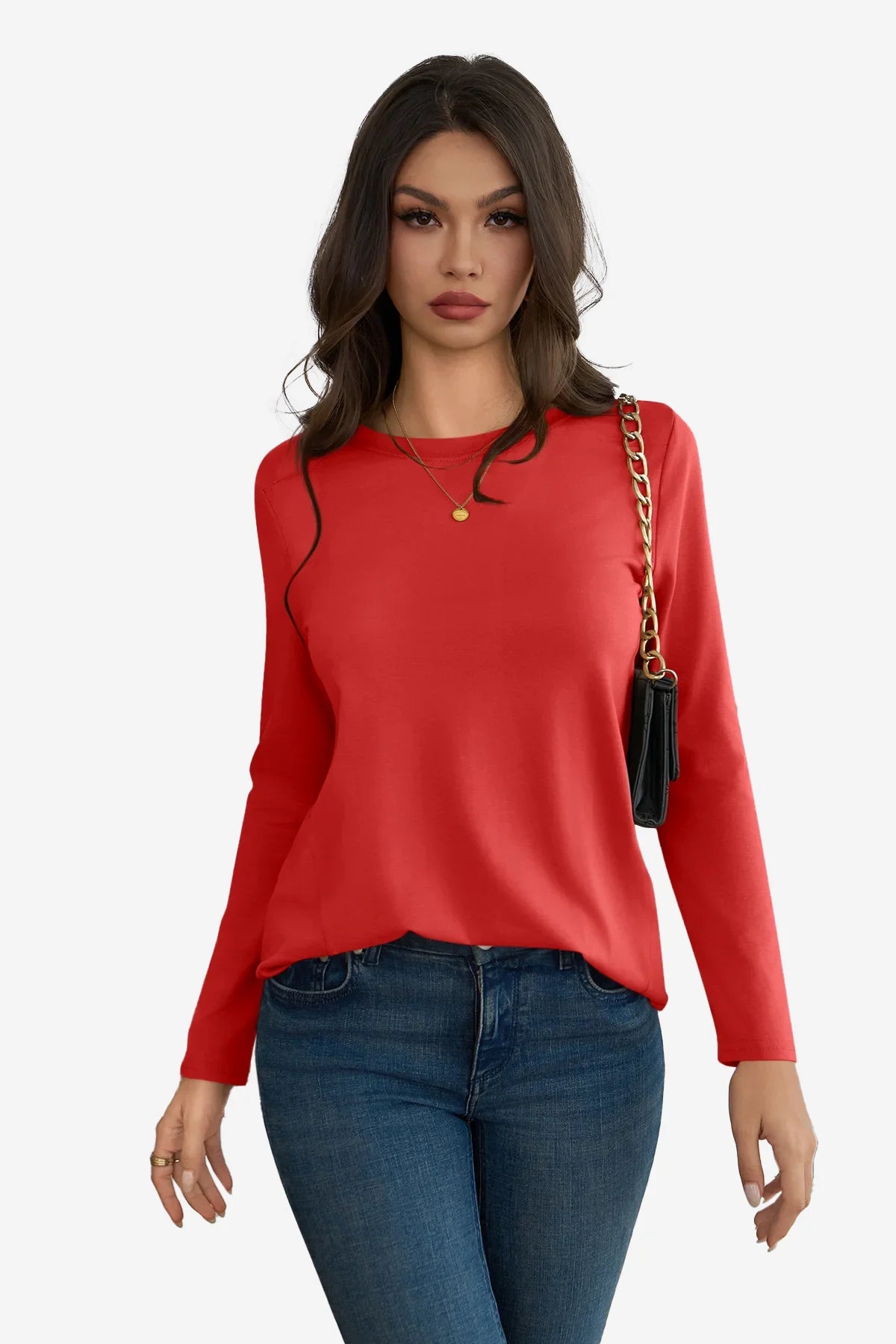 Cicy Bell Womens Red Long Sleeve Shirts