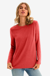 Cicy Bell Womens Red Long Sleeve Shirts