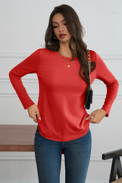 Cicy Bell Womens Red Long Sleeve Shirts