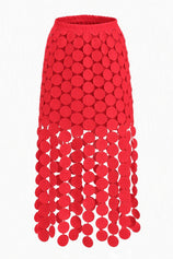Cicy Bell Womens Red Hollow Out Maxi Skirts