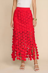 Cicy Bell Womens Red Hollow Out Maxi Skirts