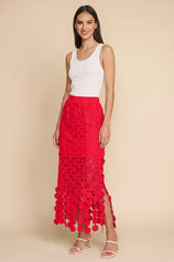 Cicy Bell Womens Red Hollow Out Maxi Skirts
