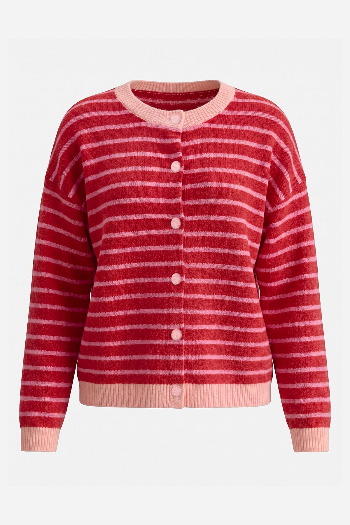 Women Red Striped Button Down Sweater | CicyBell