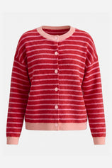 Women Red Striped Button Down Sweater | CicyBell