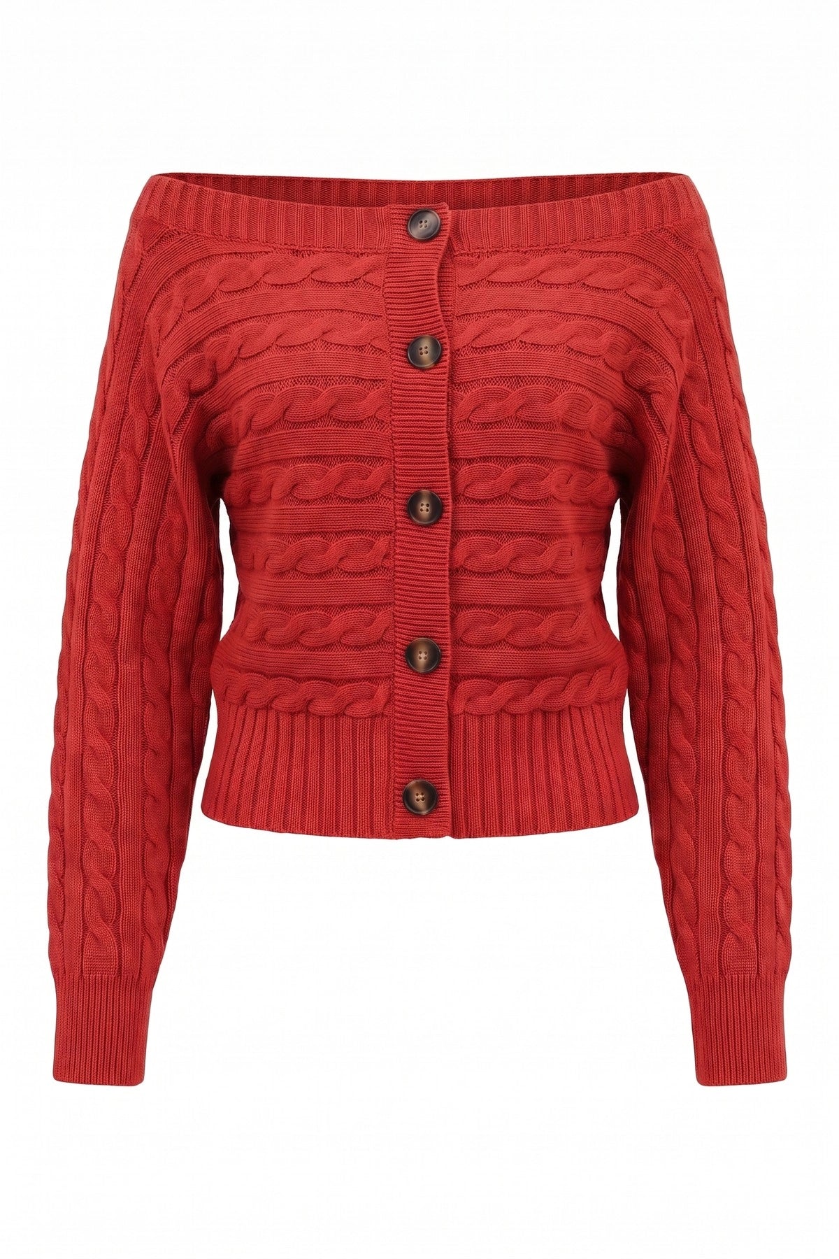 Womens Red Off Shoulder Cardigan | CicyBell