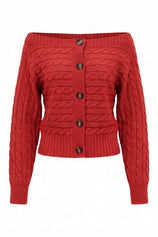 Womens Red Off Shoulder Cardigan | CicyBell