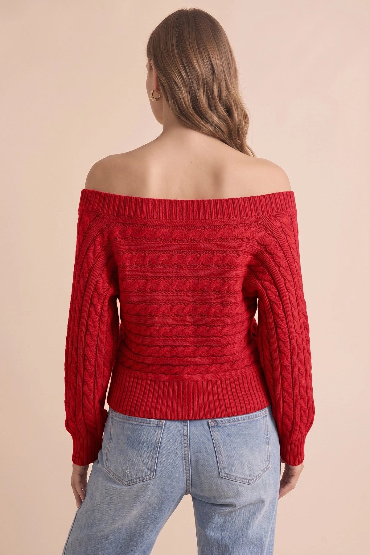 Womens Red Off Shoulder Cardigan | CicyBell