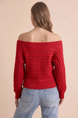 Womens Red Off Shoulder Cardigan | CicyBell