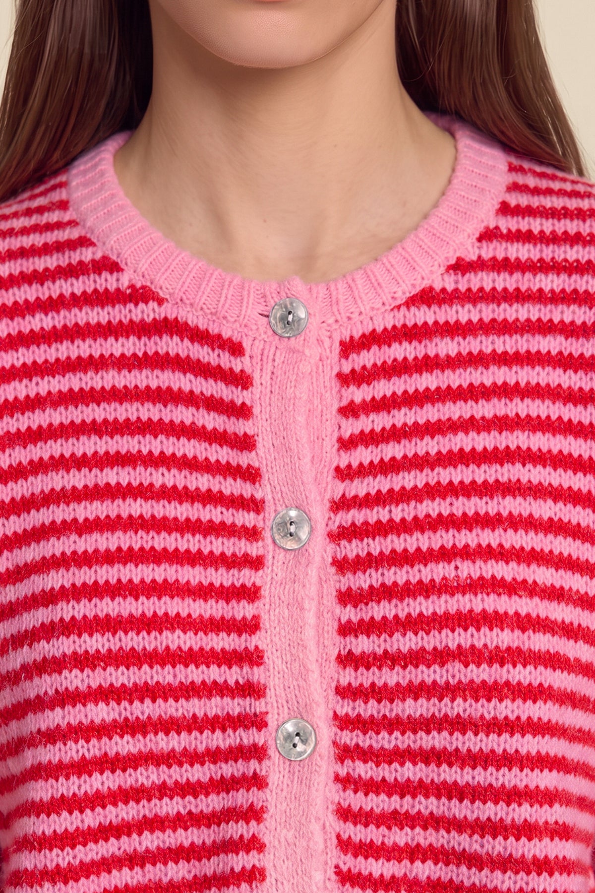 Womens Red Striped Cardigan Sweaters | CicyBell