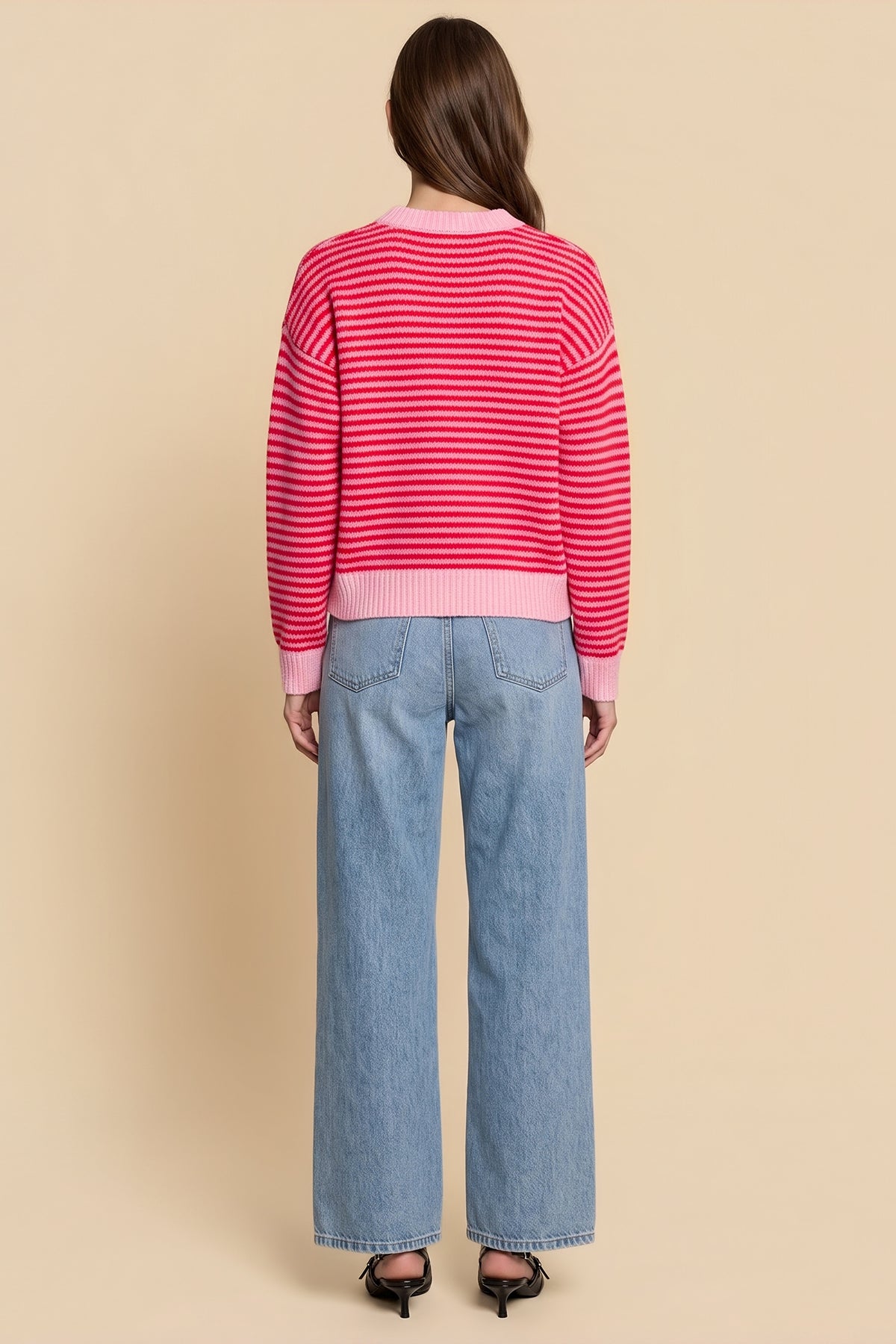 Womens Red Striped Cardigan Sweaters | CicyBell