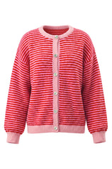 Womens Red Striped Cardigan Sweaters | CicyBell