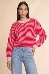 Womens Red Color Block Striped Sweater | CicyBell