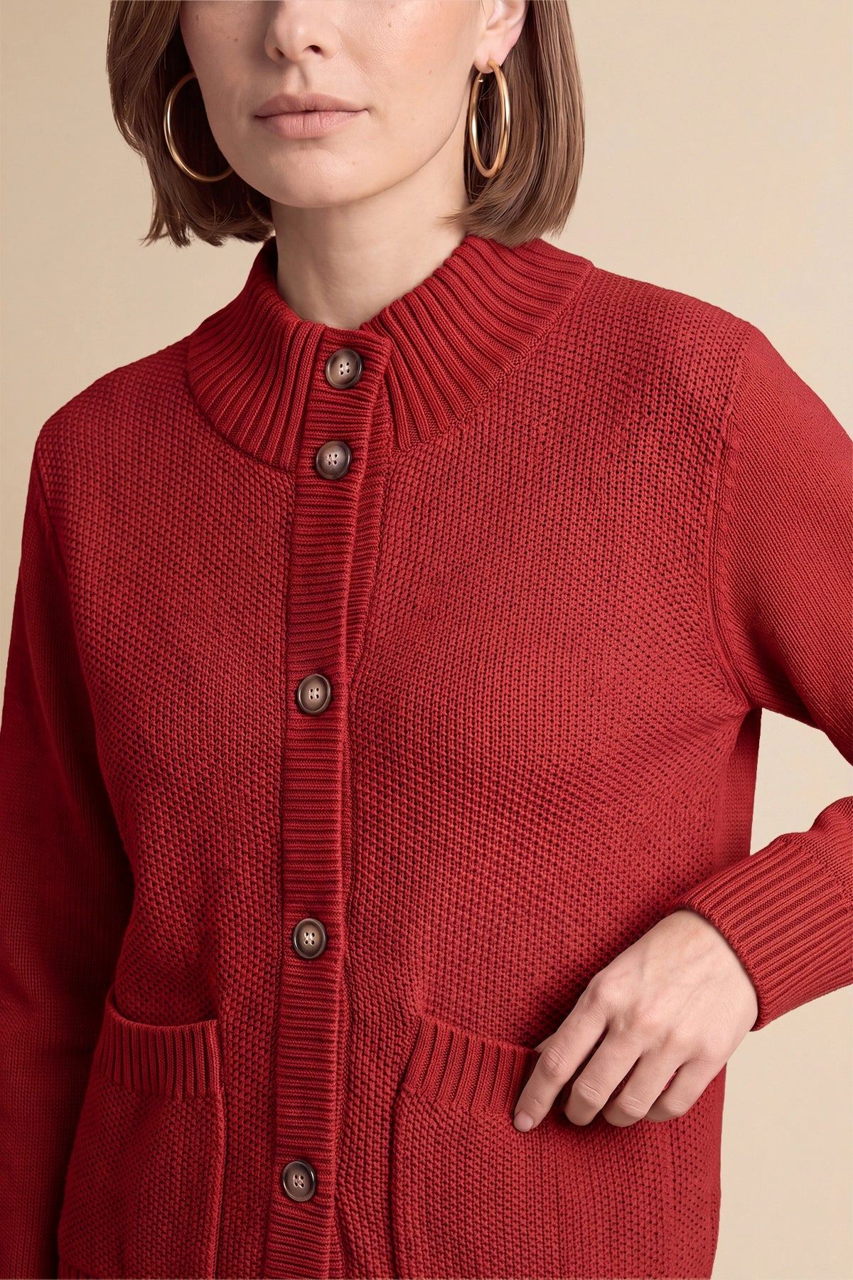Womens Red Chunky Sweaters Cardigan | Cicy Bell