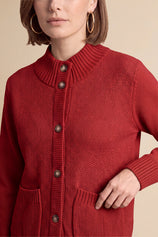 Womens Red Chunky Sweaters Cardigan | Cicy Bell
