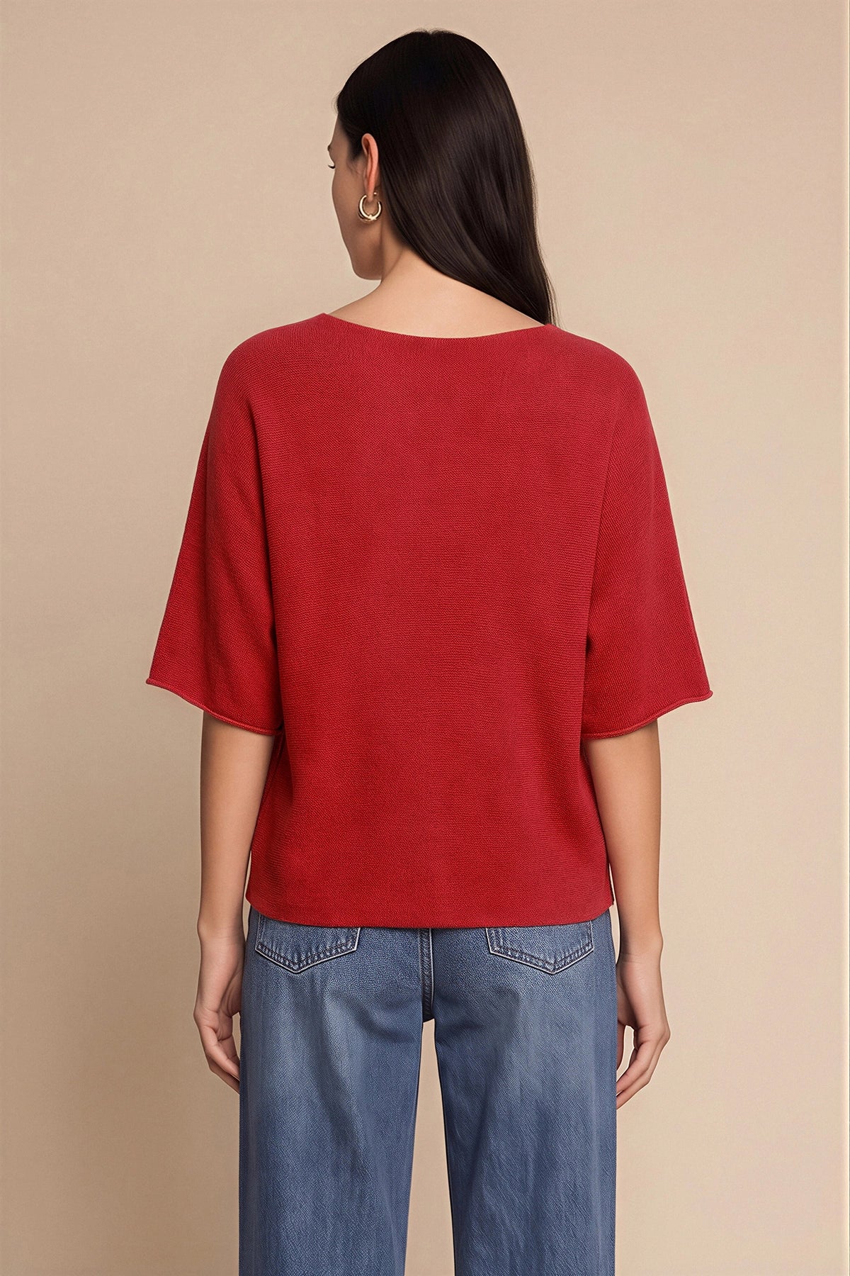 Womens Red Half Sleeve Sweaters | CicyBell