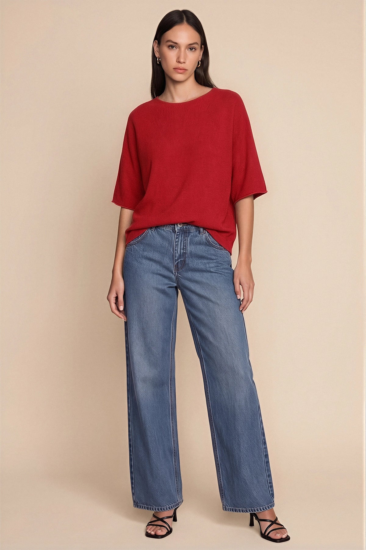 Womens Red Half Sleeve Sweaters | CicyBell