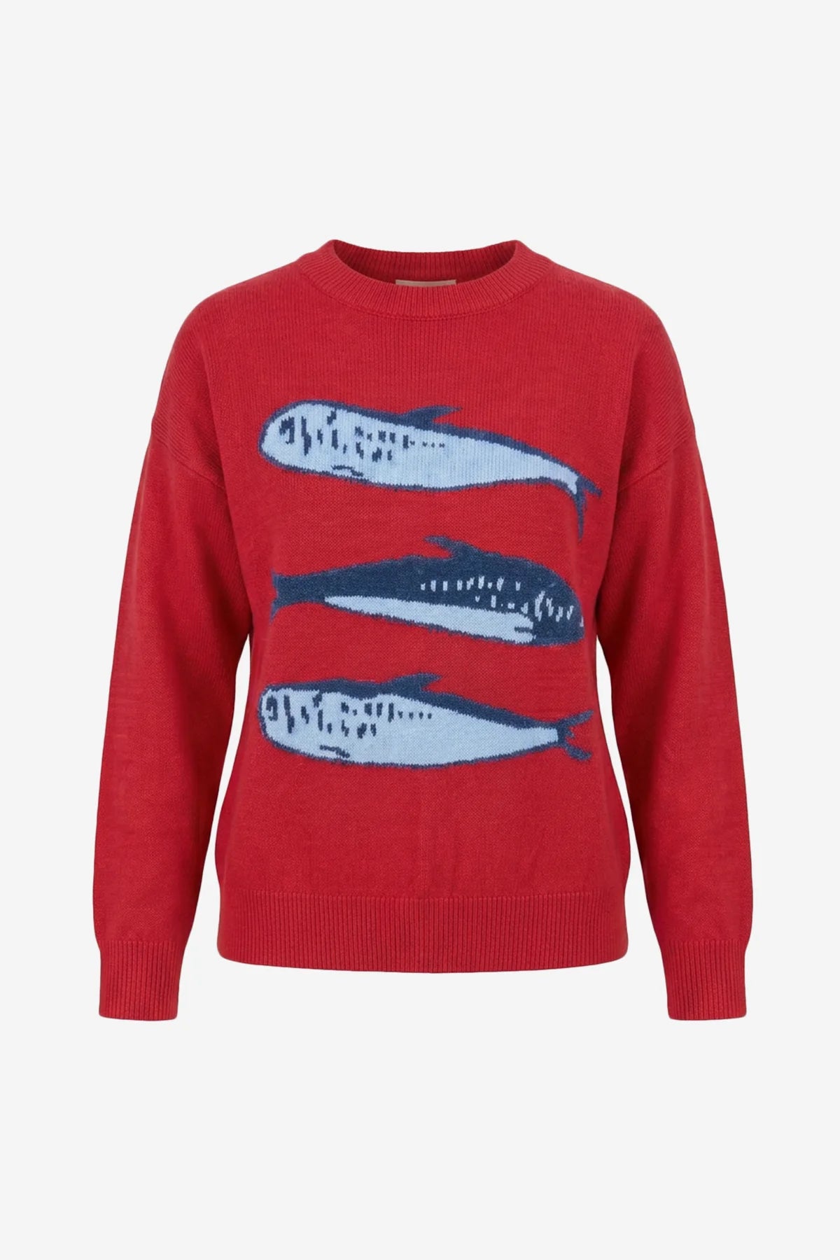 Womens Red Fish Graphic Knit Sweaters | CicyBell