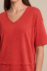 Womens Red Summer V Neck T Shirts | CicyBell