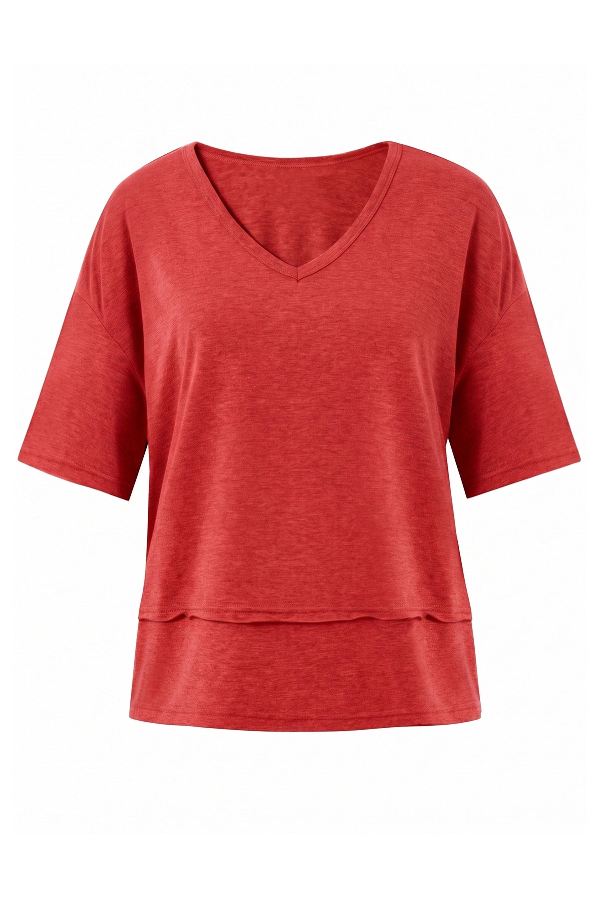 Womens Red Summer V Neck T Shirts | CicyBell