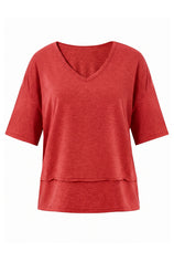 Womens Red Summer V Neck T Shirts | CicyBell