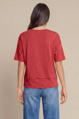 Womens Red Summer V Neck T Shirts | CicyBell