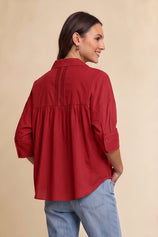 Womens Red Oversized Button Down Shirts | CicyBell