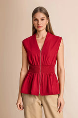 Womens Red Summer V Neck Tank Tops | CicyBell