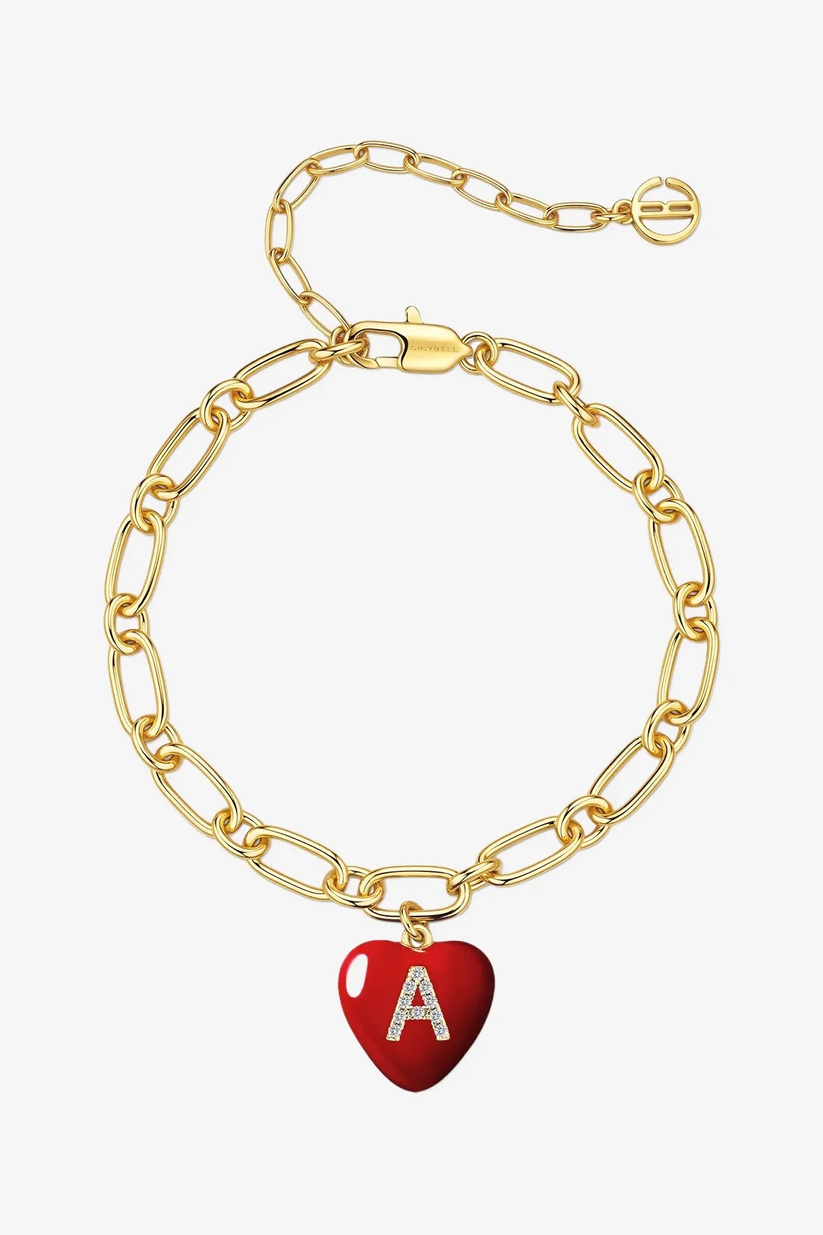 Women 18K Gold Red Heart Initial A Bracelets| CicyBell