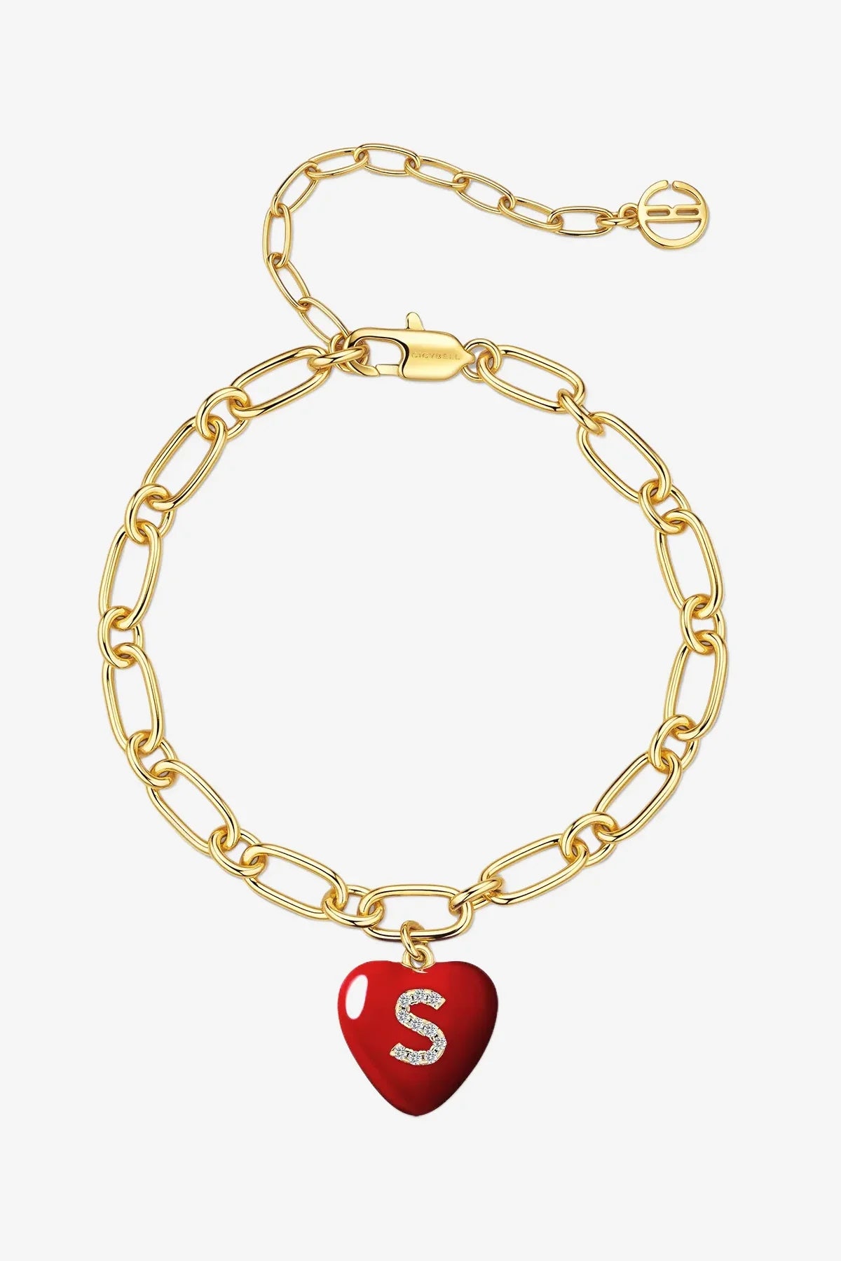 Women 18K Gold Red Heart Initial S Bracelets| CicyBell