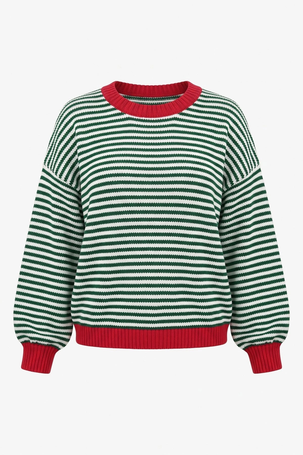 Womens Red&Green Color Block Striped Sweater | CicyBell