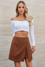 Cicy Bell Womens Red&brown Corduroy Mini Skirt