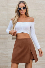 Cicy Bell Womens Red&brown Corduroy Mini Skirt