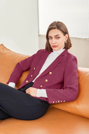Cicy Bell Womens Rose Red Tweed Blazer