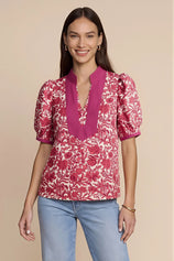 Womens Burgundy Puff Sleeve Blouses | CicyBell