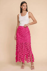 Womens Rose Red Hollow Out Maxi Skirts | CicyBell