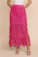 Womens Rose Red Hollow Out Maxi Skirts | CicyBell