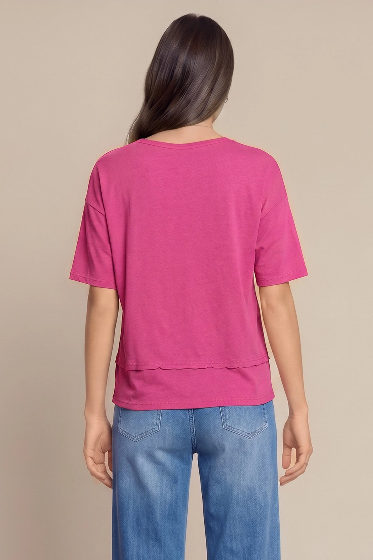 Womens Rose Red Summer V Neck T Shirts | CicyBell