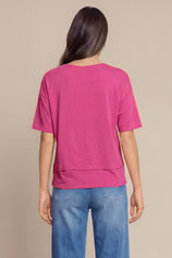 Womens Rose Red Summer V Neck T Shirts | CicyBell