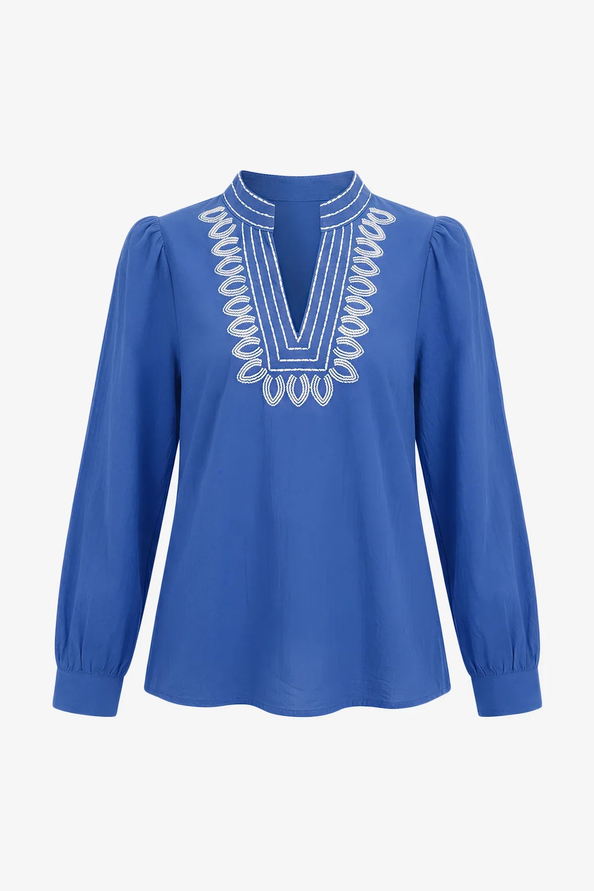 Womens Royal Blue Puff Long Sleeve Blouses | CicyBell