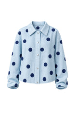 Womens Sky Blue Polka Dot Denim Jacket | CicyBell